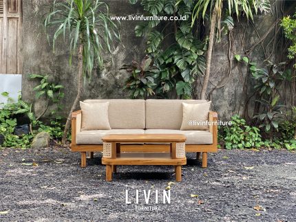 Kursi Sofa Jati Rotan 2 Seater Meja Klasik Minimalis