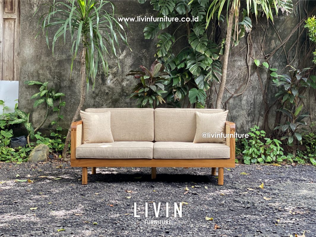 Kursi Sofa 2 Seater Jati Rotan Klasik Minimalis