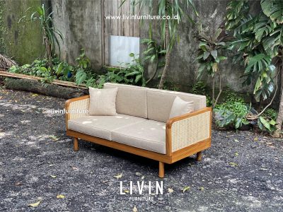 Kursi Sofa 2 Seater Jati Rotan Klasik Minimalis