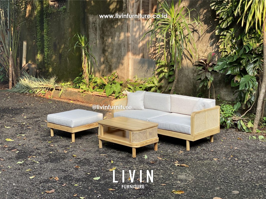 Kursi Sofa Jati Rotan 3 Seater Meja Stool Modern Minimalis