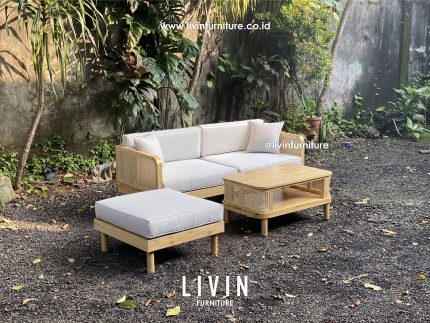 Kursi Sofa Jati Rotan 3 Seater Meja Stool Modern Minimalis