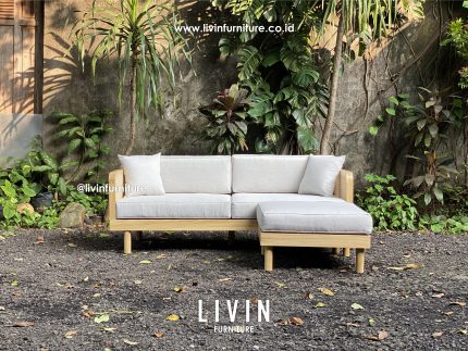 Kursi Sofa Sudut Leter L Jati Rotan Modern Minimalis