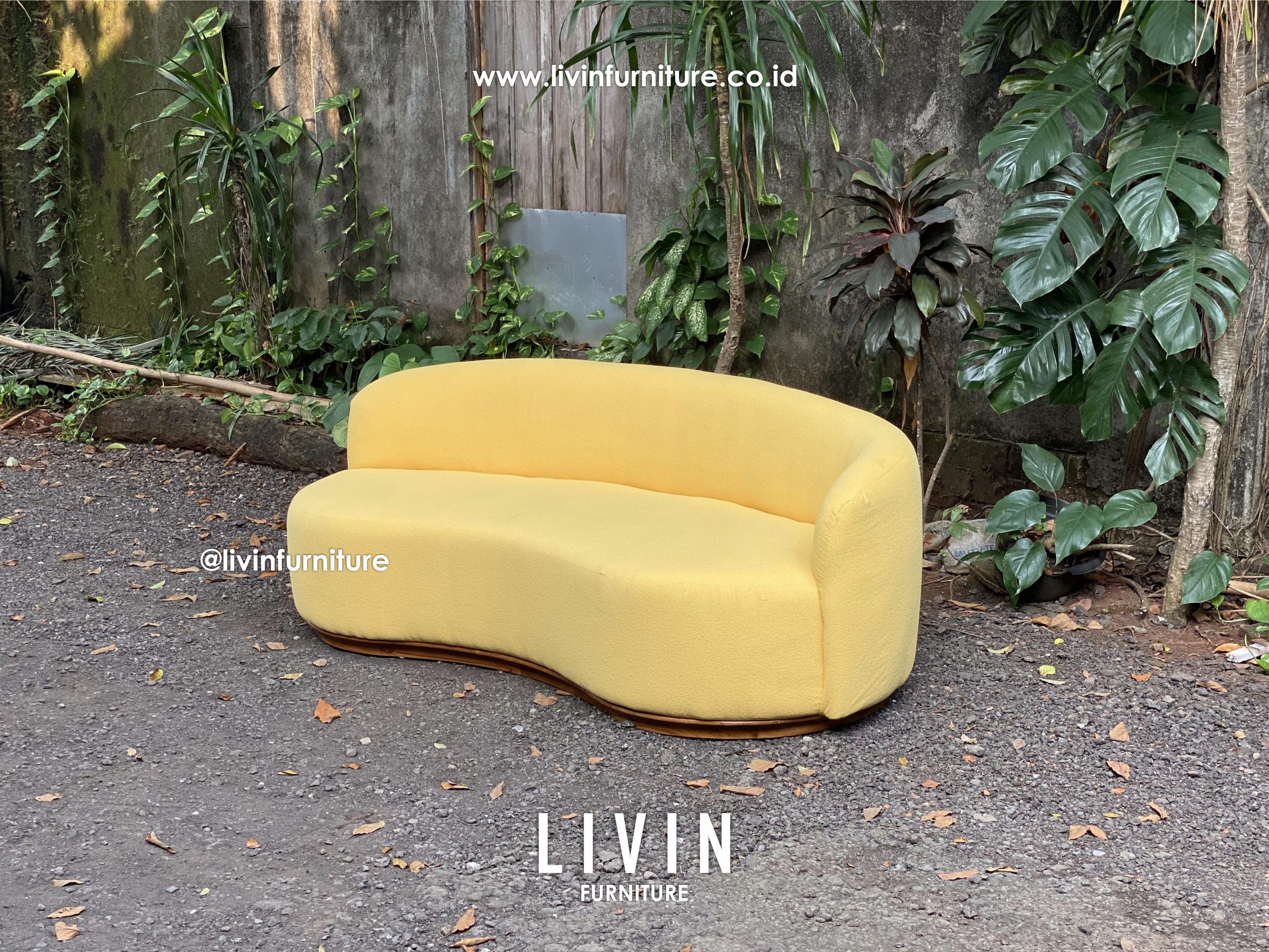 Sofa Tamu Curved Boucle Yellow Modern Minimalis Sofa Tamu Curved Boucle Yellow Modern Minimalis