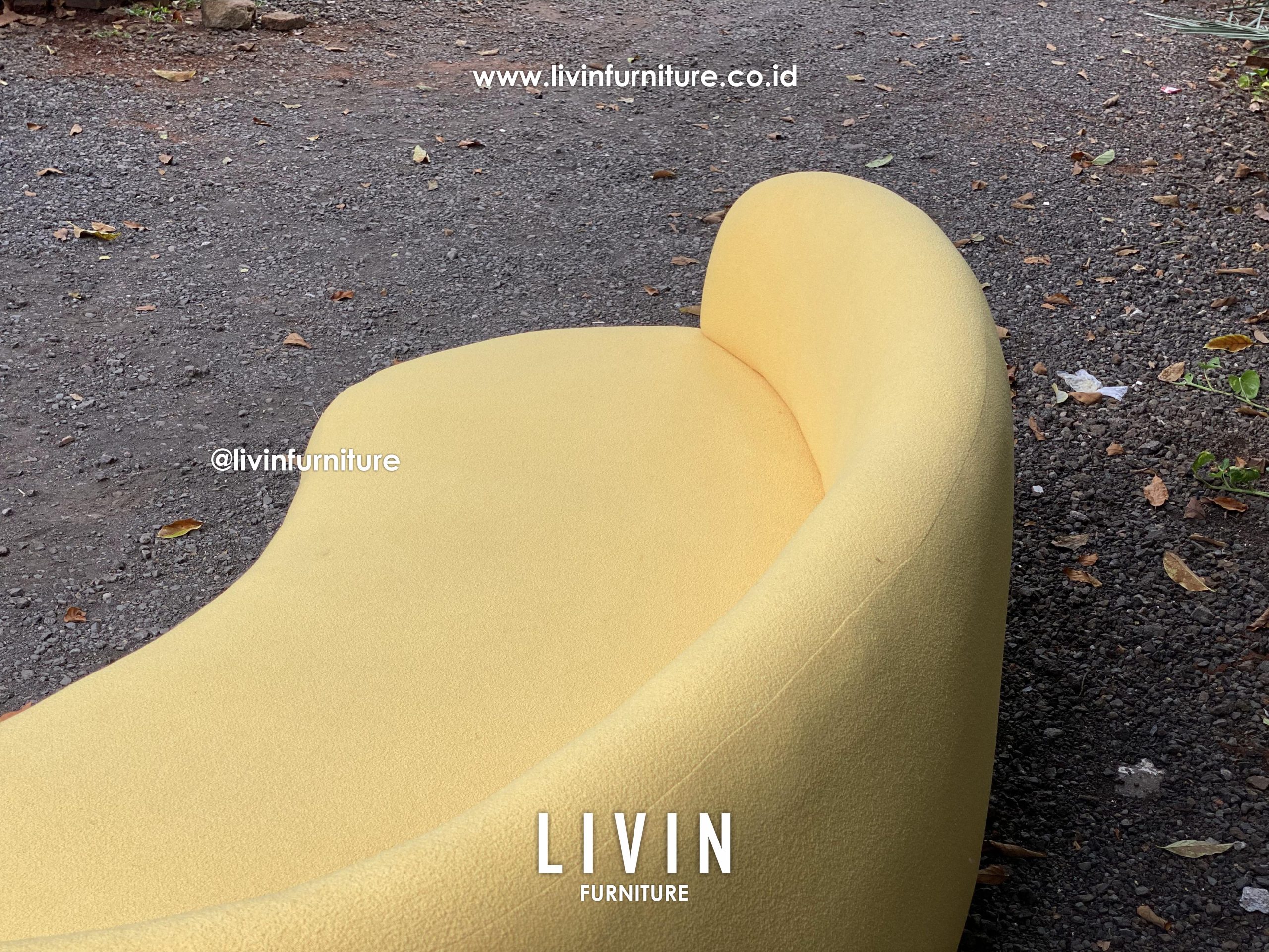 Sofa Tamu Curved Boucle Yellow Modern Minimalis Sofa Tamu Curved Boucle Yellow Modern Minimalis