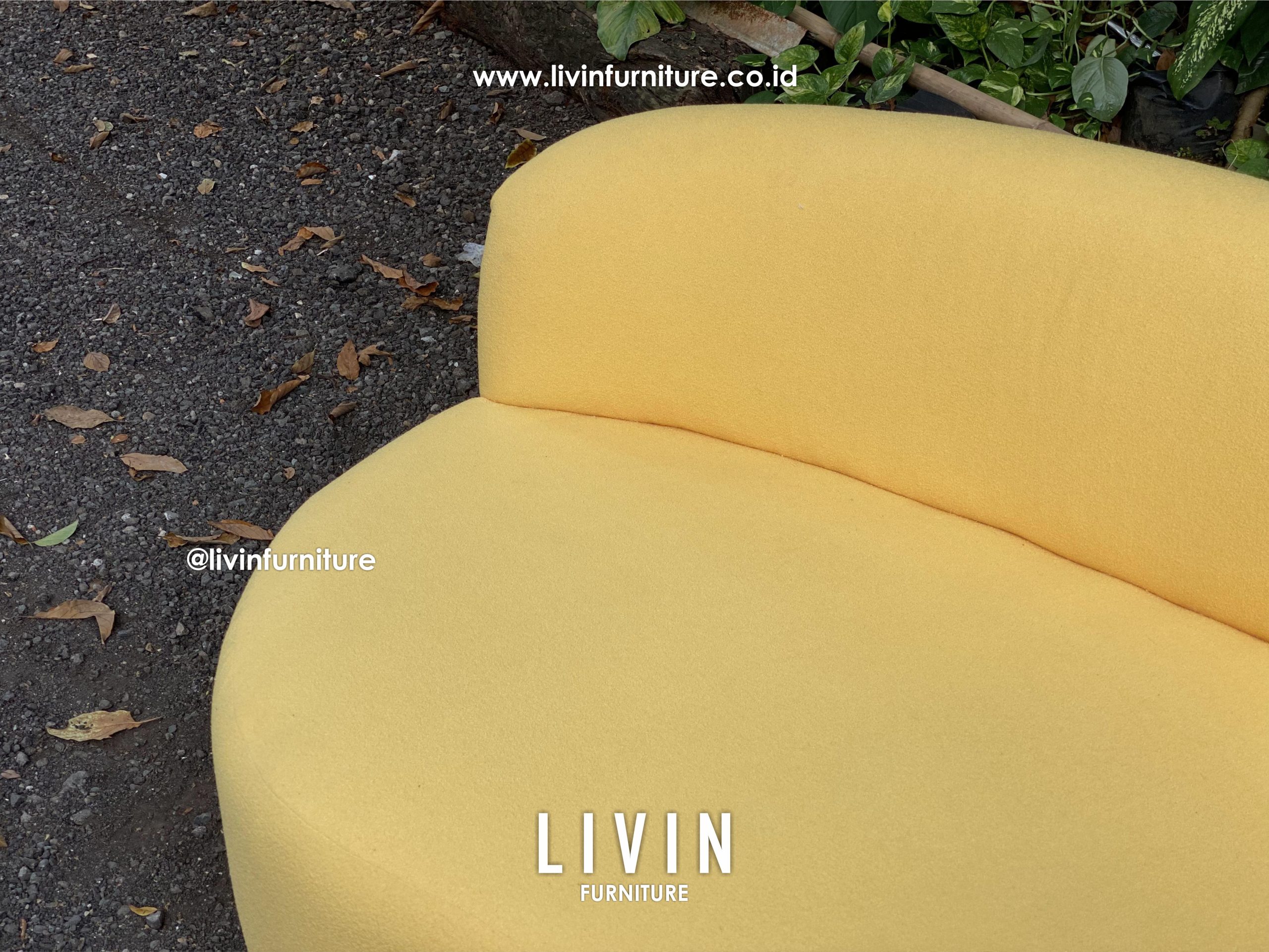 Sofa Tamu Curved Boucle Yellow Modern Minimalis Sofa Tamu Curved Boucle Yellow Modern Minimalis