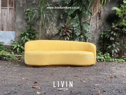 Sofa Tamu Curved Boucle Yellow Modern Minimalis