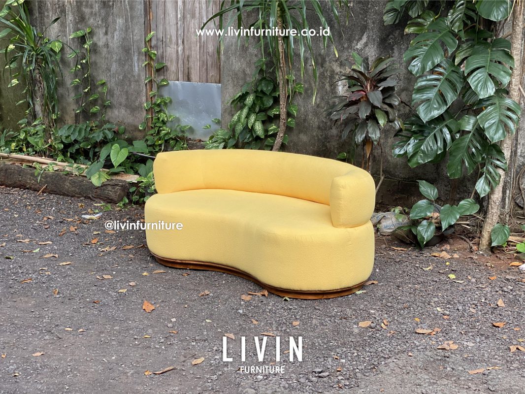 Sofa Boucle 3 Seater Yellow Modern Minimalis