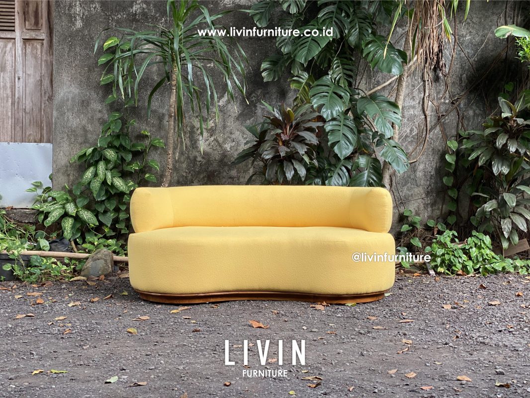 Sofa Boucle 3 Seater Yellow Modern Minimalis