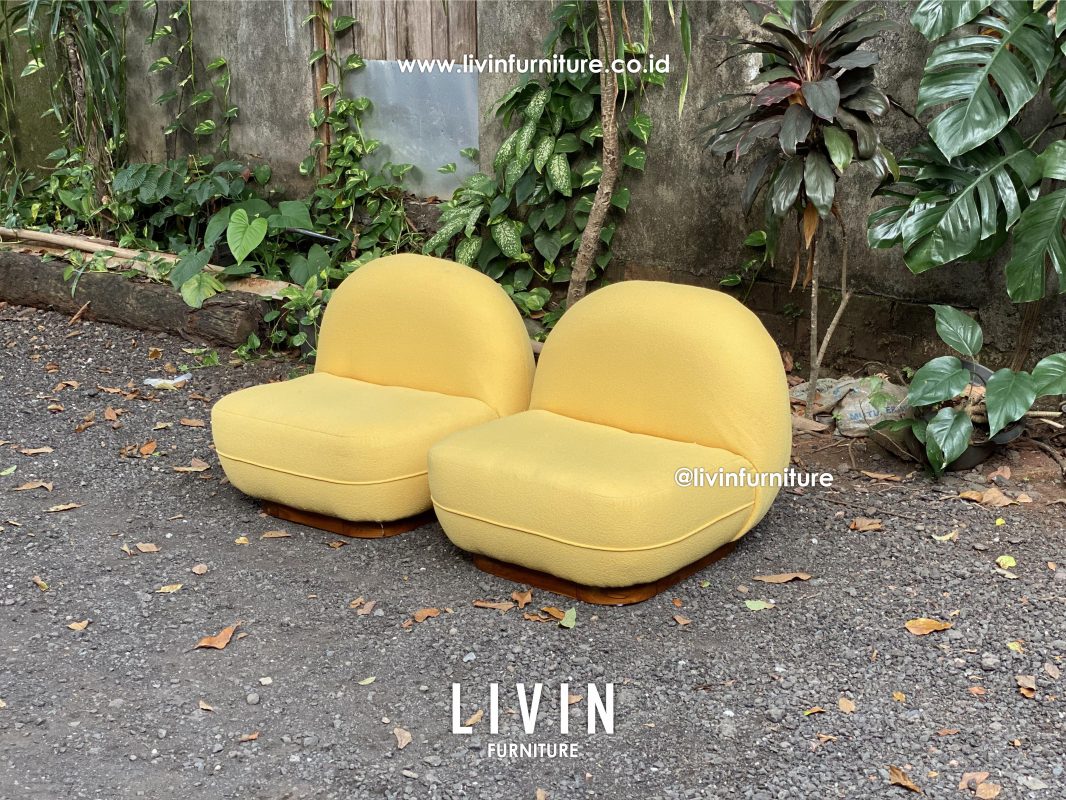 Sofa Curved Single Seater Yellow Modern Minimalis