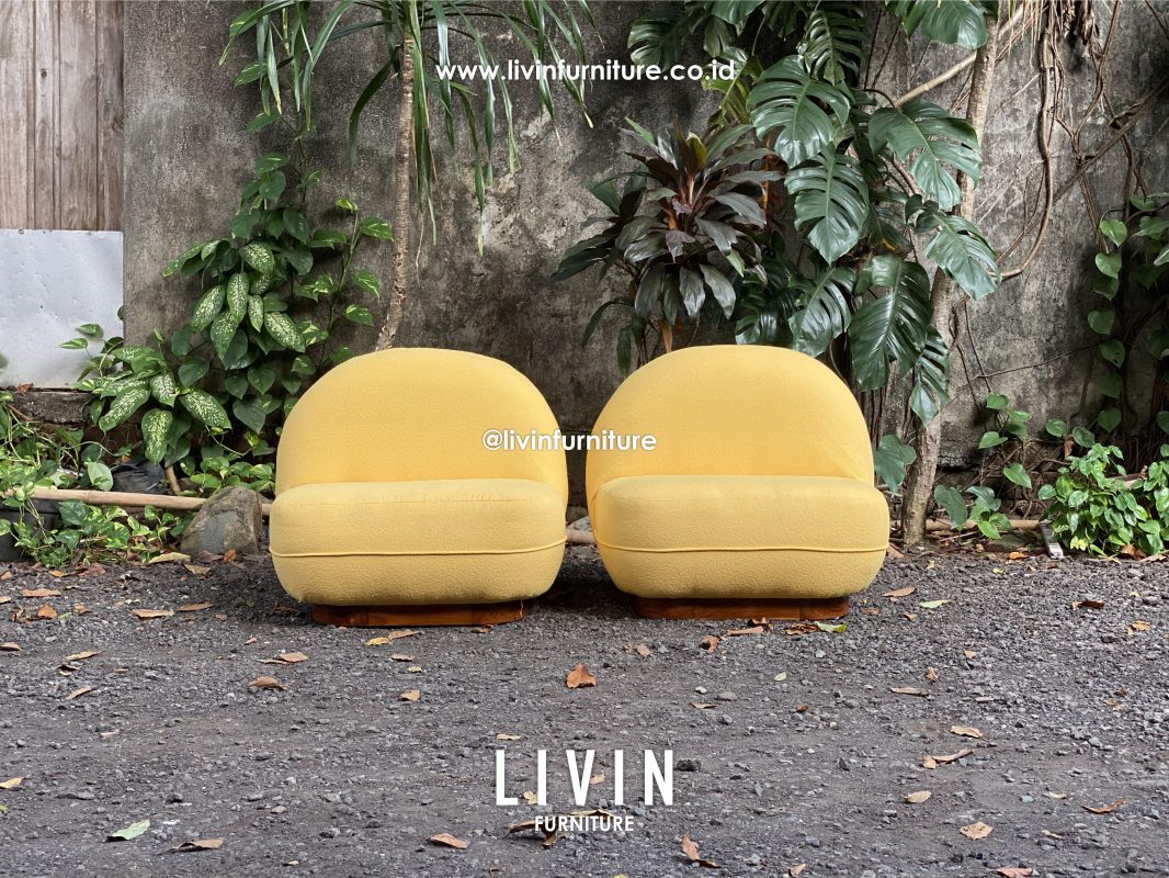 Sofa Curved Single Seater Yellow Modern Minimalis