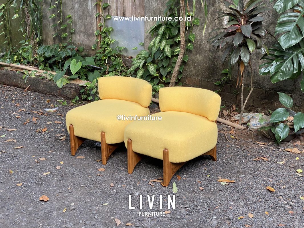 Sofa Boucle Single Seater Yellow Modern Minimalis