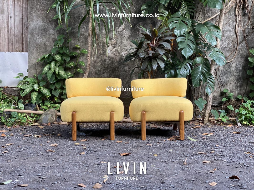 Sofa Boucle Single Seater Yellow Modern Minimalis