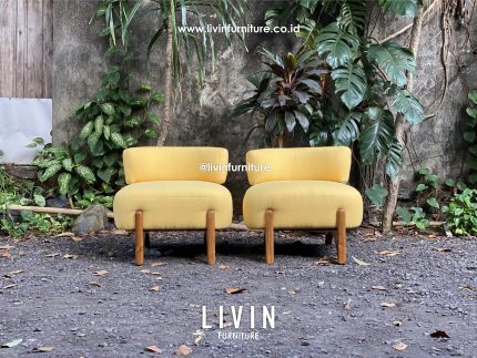 Sofa Boucle Single Seater Yellow Modern Minimalis