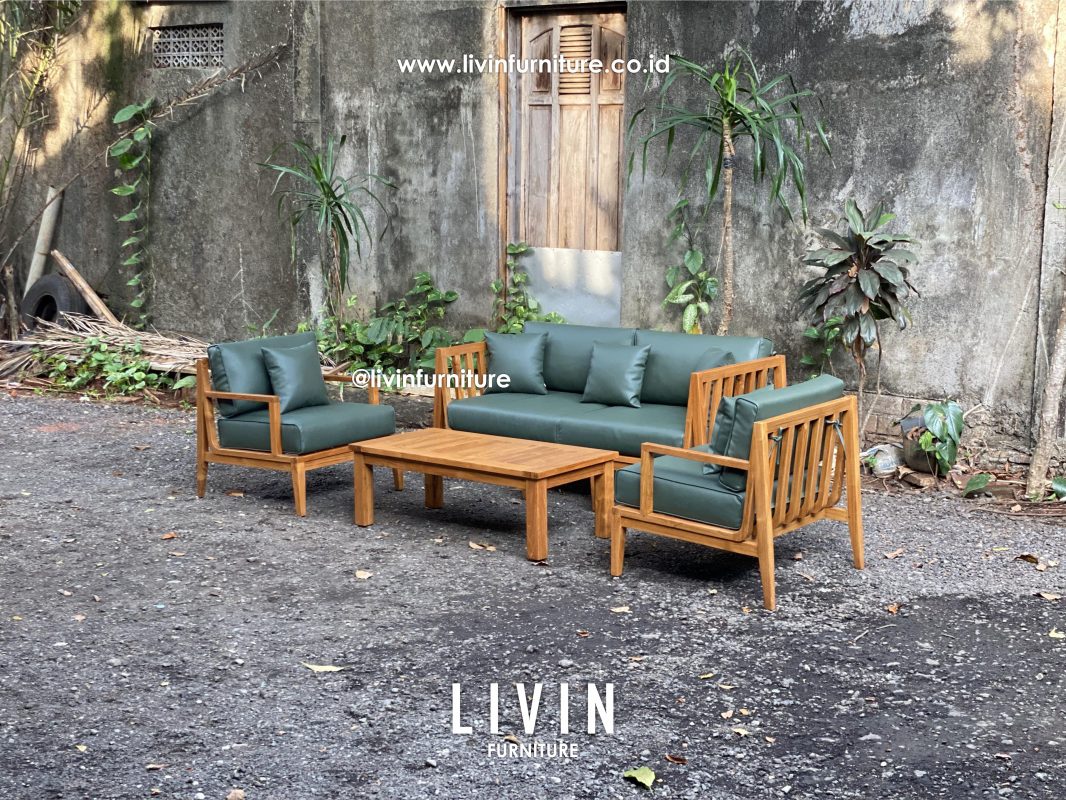 Kursi Tamu Jati 211 Meja Sofa Hijau Klasik Minimalis