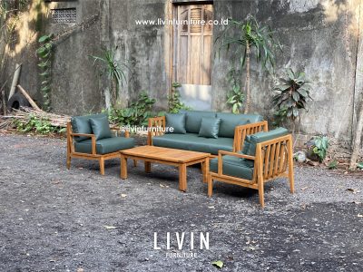 Kursi Tamu Jati 211 Meja Sofa Hijau Klasik Minimalis