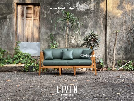 Kursi Jati 2 Seater Sofa Hijau Klasik Minimalis