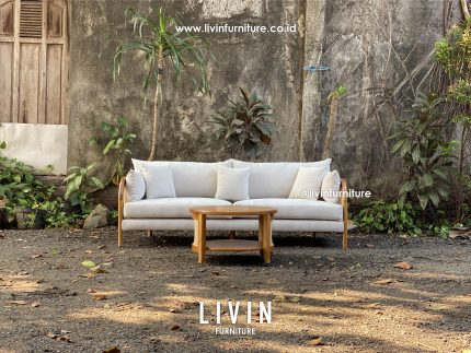 Sofa Tamu Jati Oval 3 Seater Meja Rotan Modern Minimalis