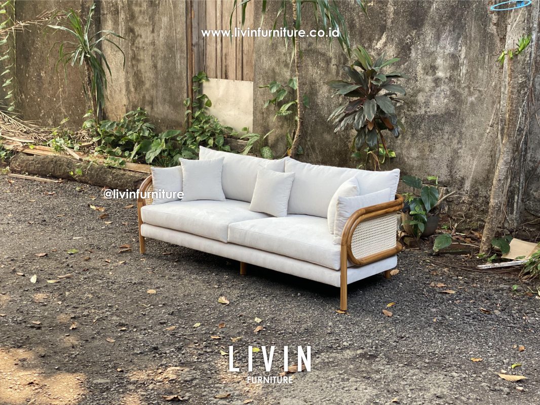 Sofa Jati Rotan Oval 3 Seater Modern Minimalis