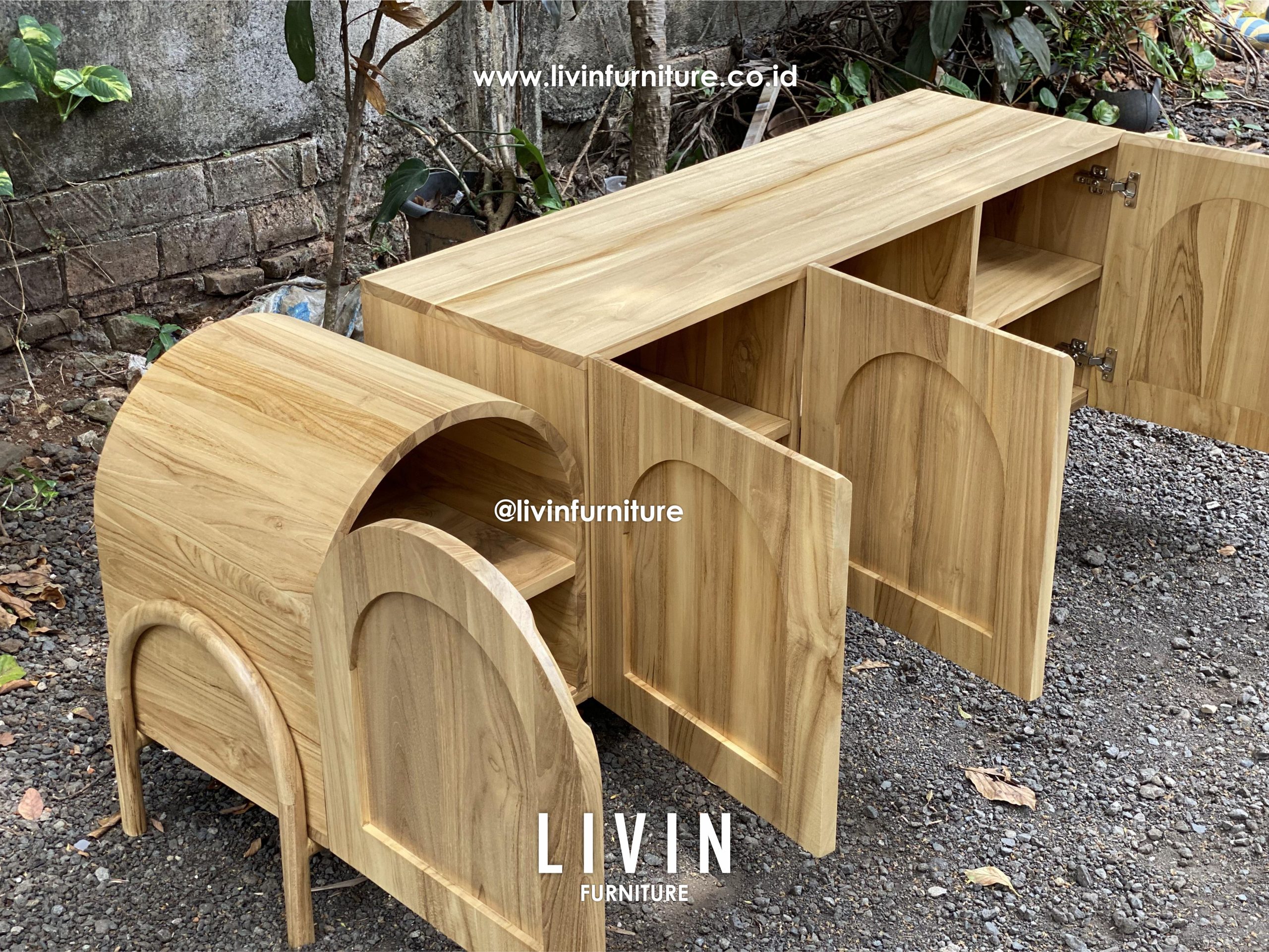 Meja TV Jati Modern 4 Pintu Japandi Minimalis Meja TV Jati Modern 4 Pintu Japandi Minimalis