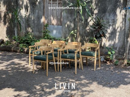 Kursi Makan Sofa Hijau Japandi Modern Minimalis