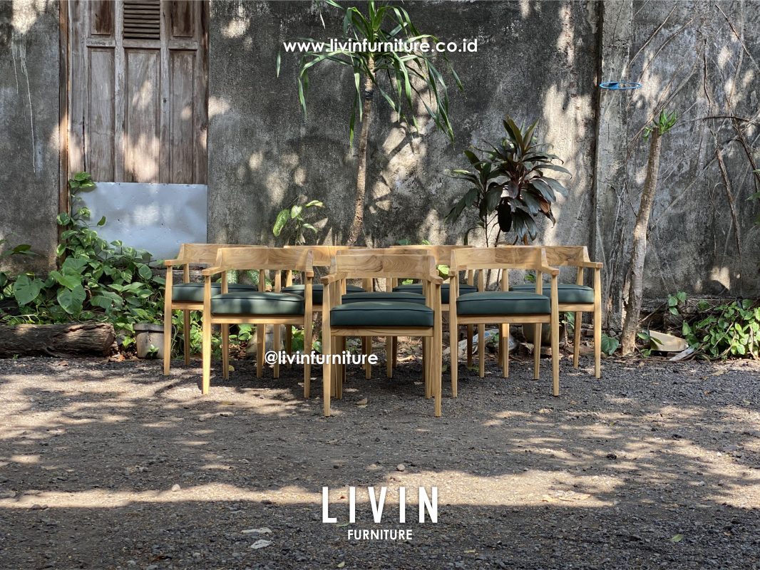 Kursi Makan Sofa Hijau Japandi Modern Minimalis