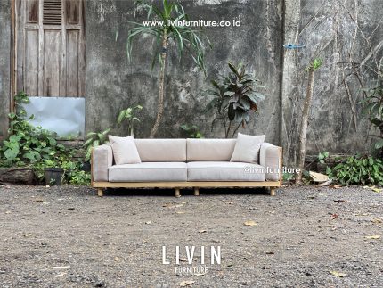Kursi Sofa Japandi 3 Seater Jati Modern Minimalis