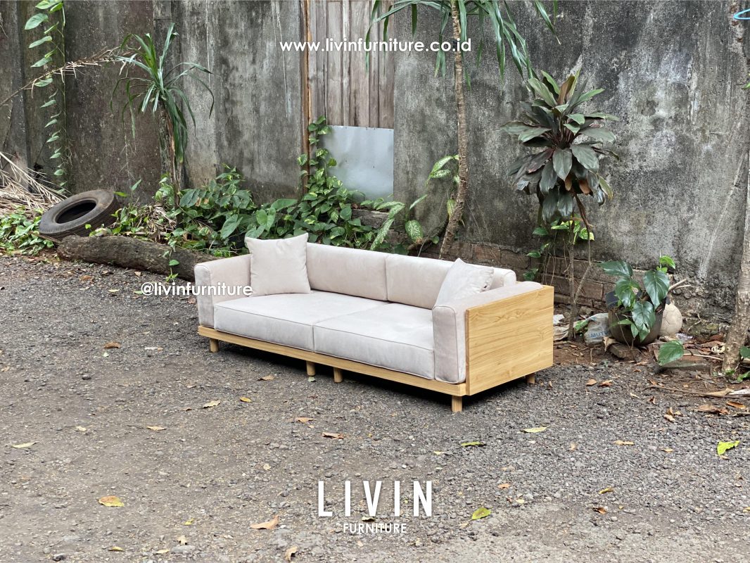 Kursi Sofa Japandi 3 Seater Jati Modern Minimalis