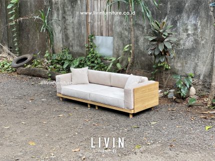 Kursi Sofa Japandi 3 Seater Jati Modern Minimalis