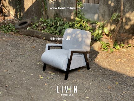 Kursi Sofa Single Abu Abu Hitam Jati Modern Minimalis