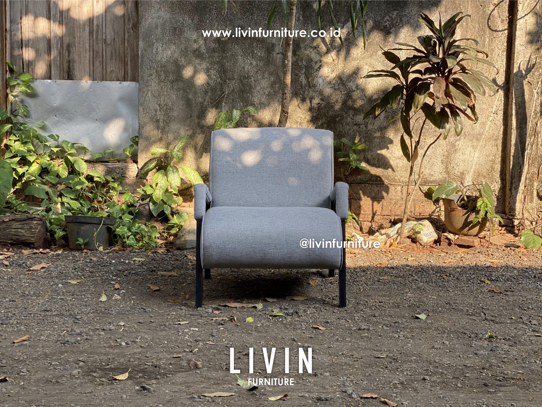 Kursi Sofa Single Abu Abu Hitam Jati Modern Minimalis Kursi Sofa Single Abu Abu Hitam Jati Modern Minimalis