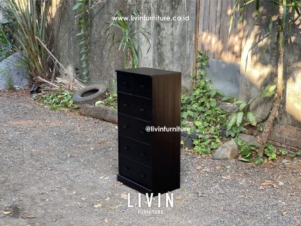 Bufet Hitam Jati Modern 5 Laci Minimalis