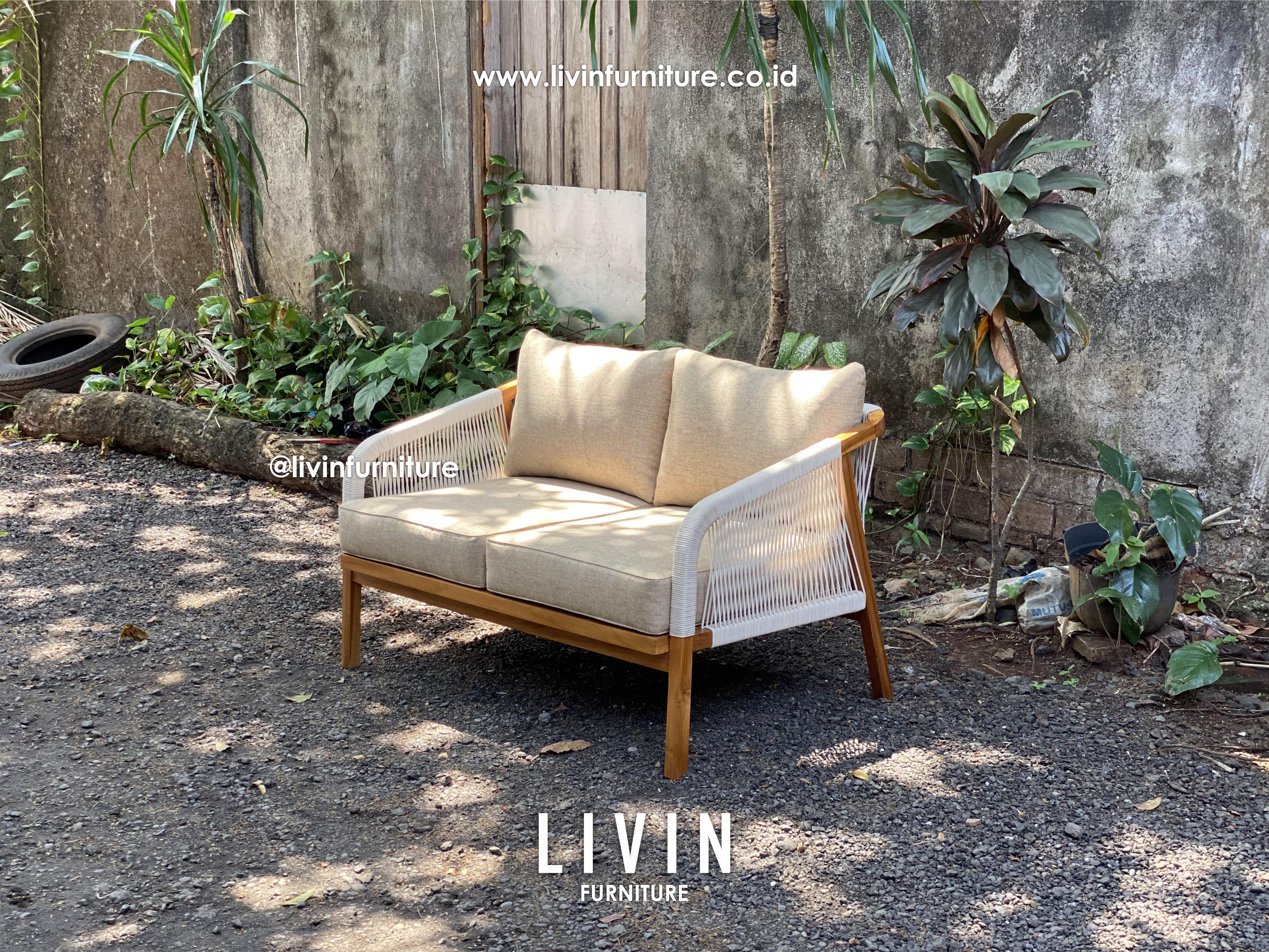 Kursi Sofa 2 Seater Jati Tali Rope Modern Minimalis