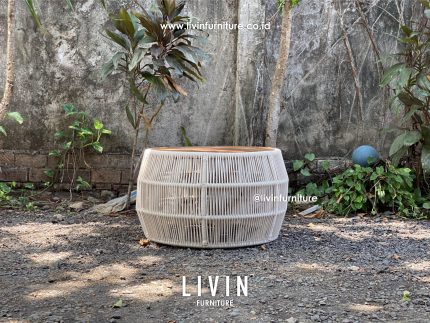 Meja Tamu Tali Rope Jati Bundar Modern Minimalis