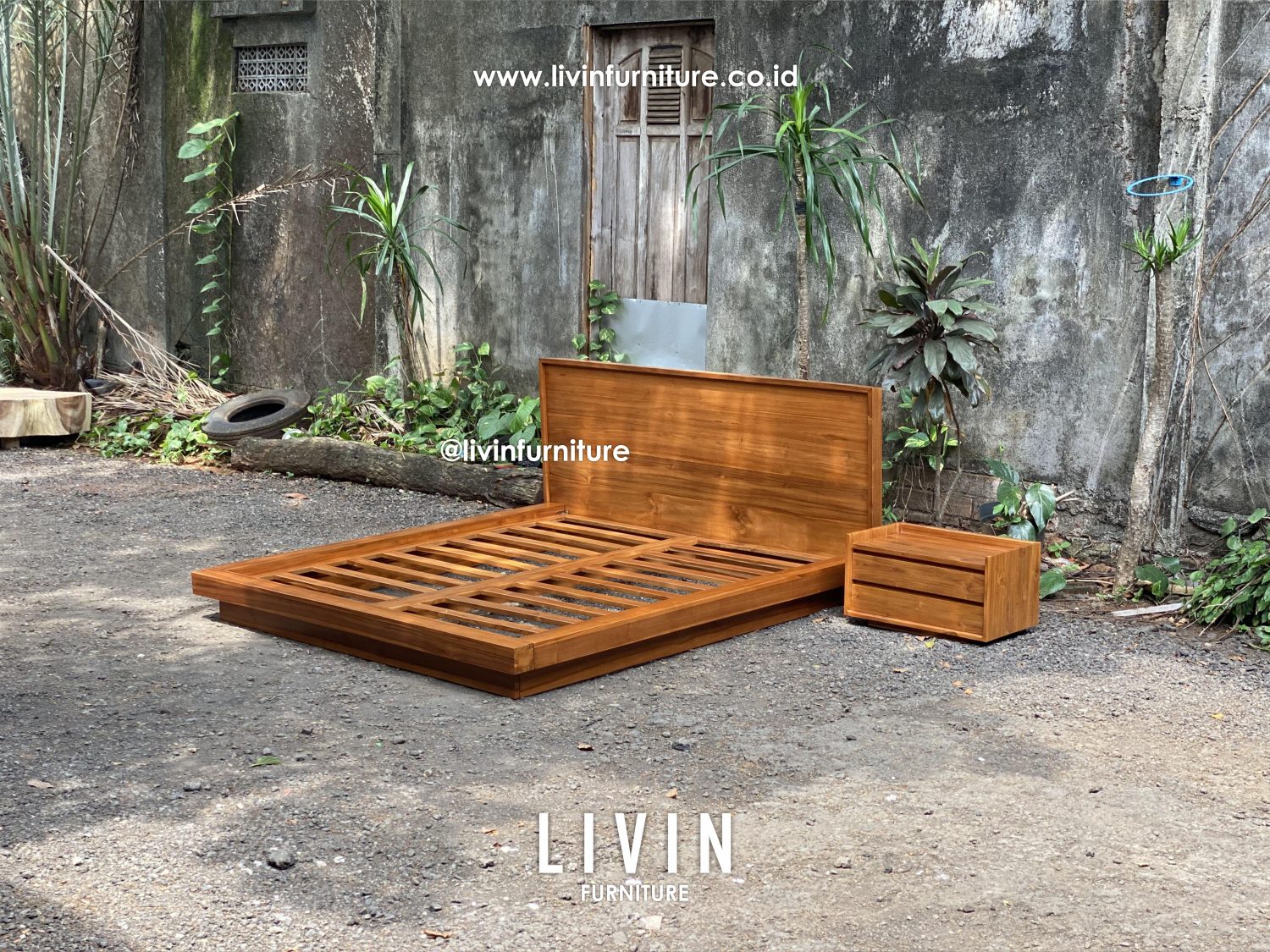 Dipan Tidur Set Jati Solid Klasik Modern Minimalis