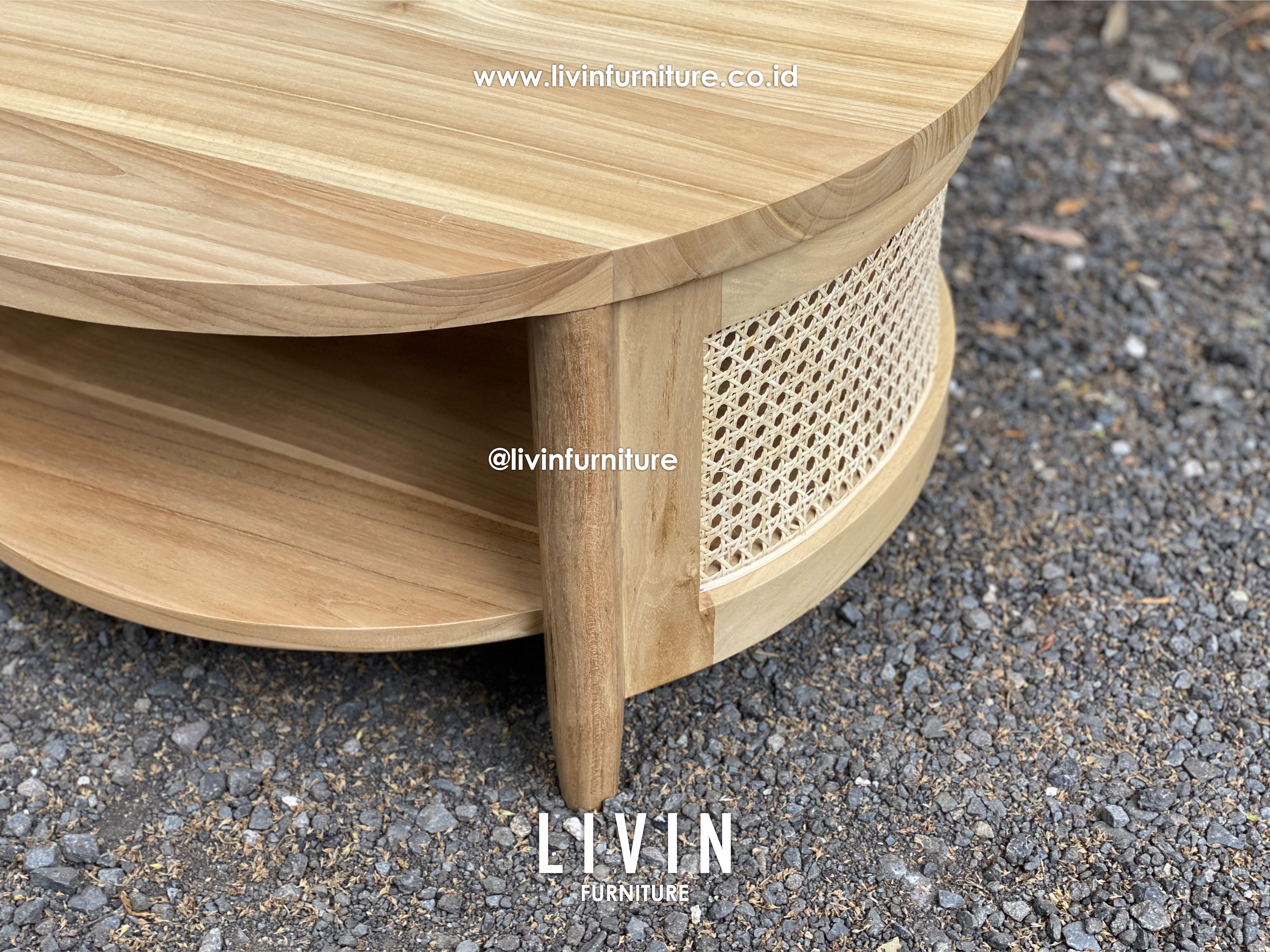 Meja Tamu Jati Rotan Bulat Modern Minimalis Meja Tamu Jati Rotan Bulat Modern Minimalis