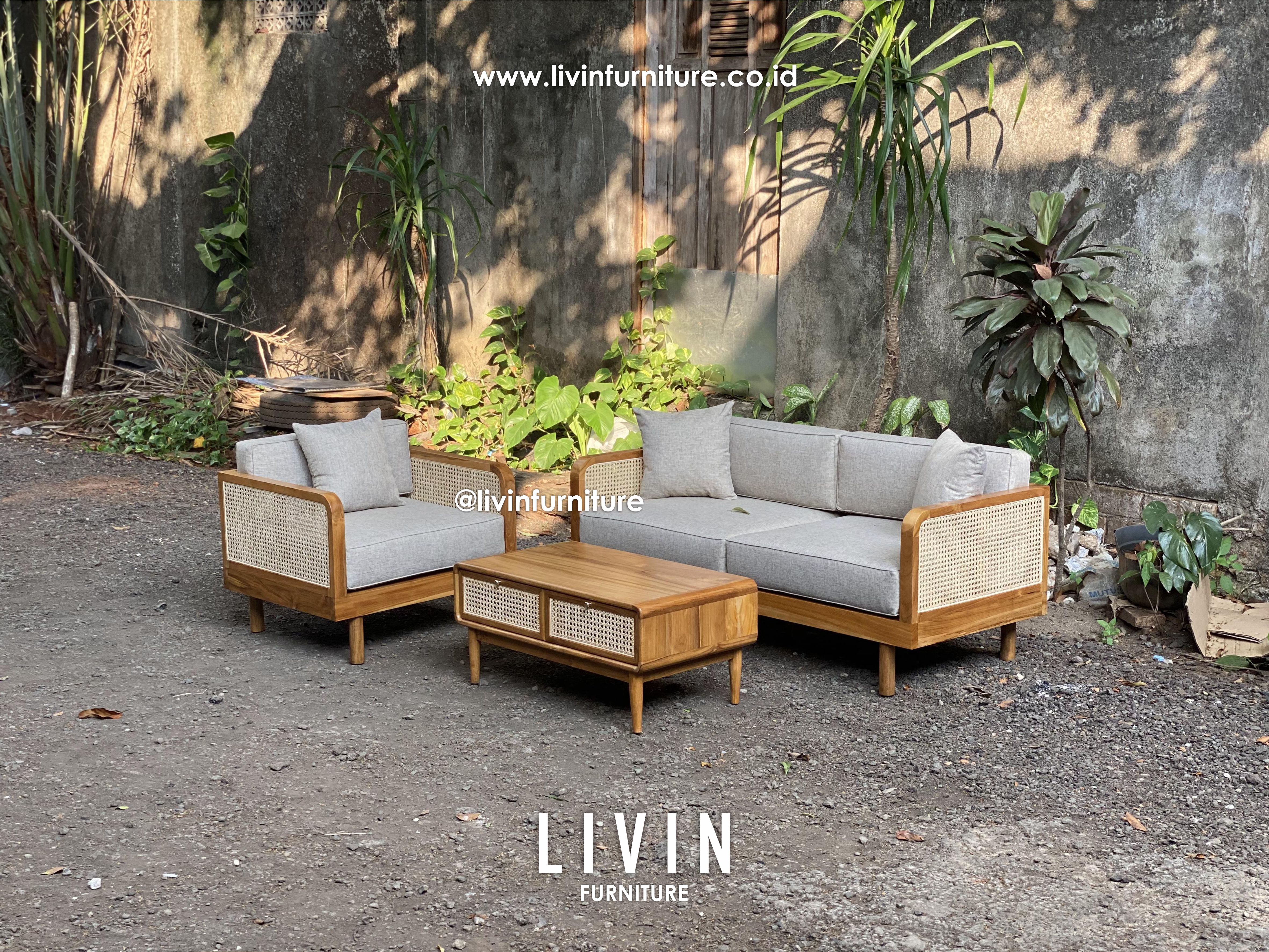 Sofa Tamu Set 21 Seater Jati Rotan Modern Minimalis