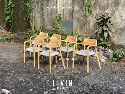Kursi Makan Japandi Jati Bleaching Modern Minimalis